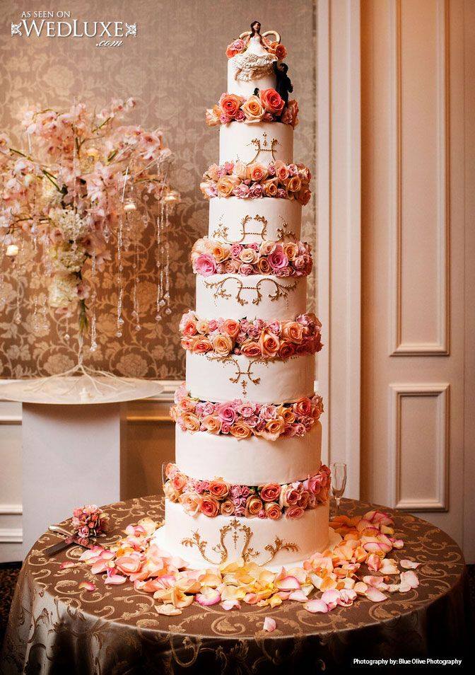 floral tower wedding cake